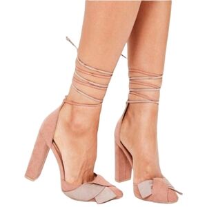 Pink Colour Block Chunky Heels